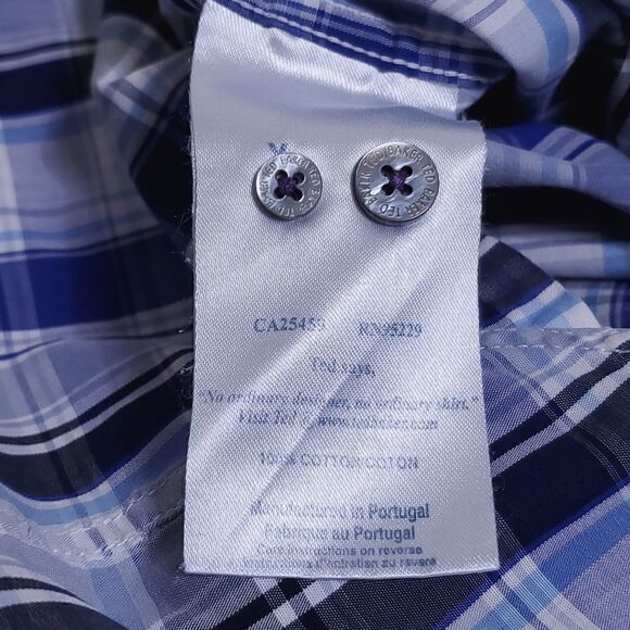 Ted Baker Button Down Top Blue Plaid Size 3 - Picture 12 of 13